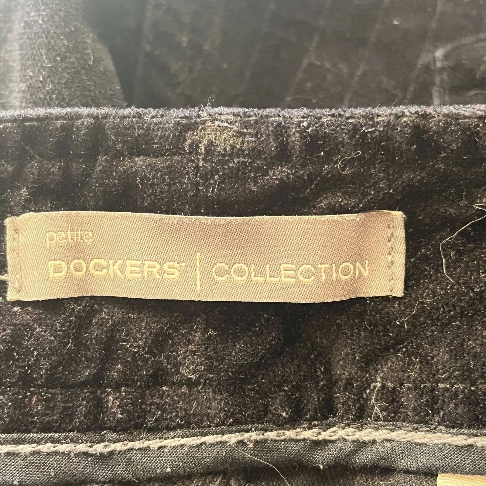 Dockers Womens Sz 6P Petite Black Velvet Bootcut Pants Pinstripe