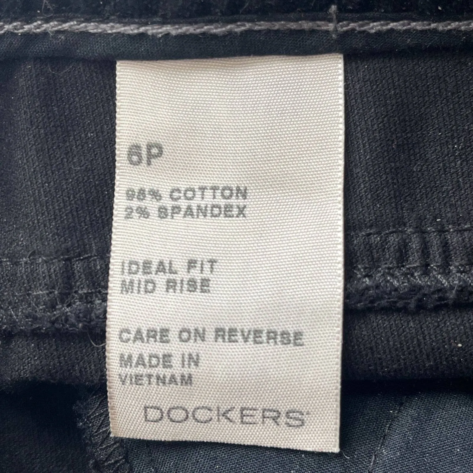 Dockers Womens Sz 6P Petite Black Velvet Bootcut Pants Pinstripe
