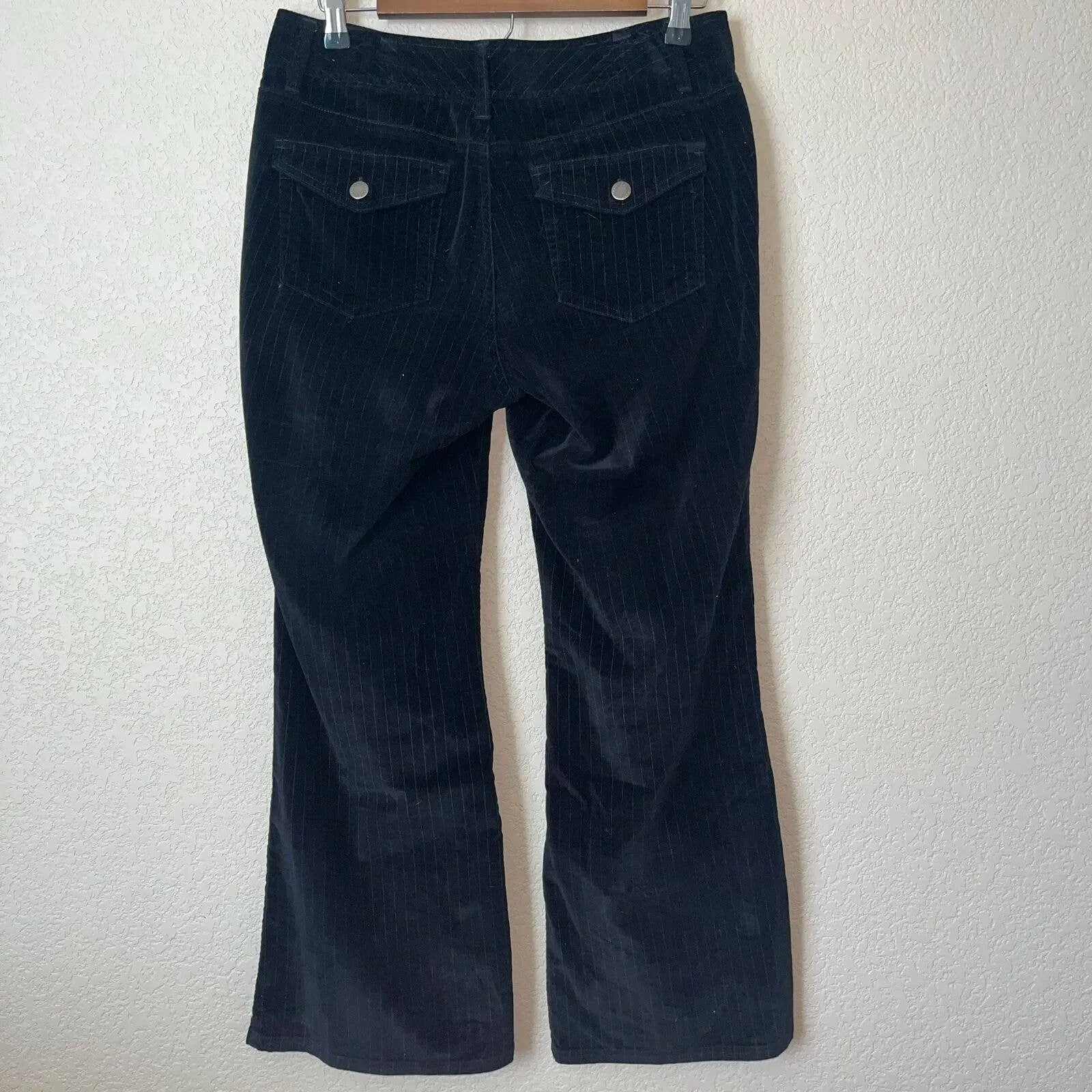 Dockers Womens Sz 6P Petite Black Velvet Bootcut Pants Pinstripe