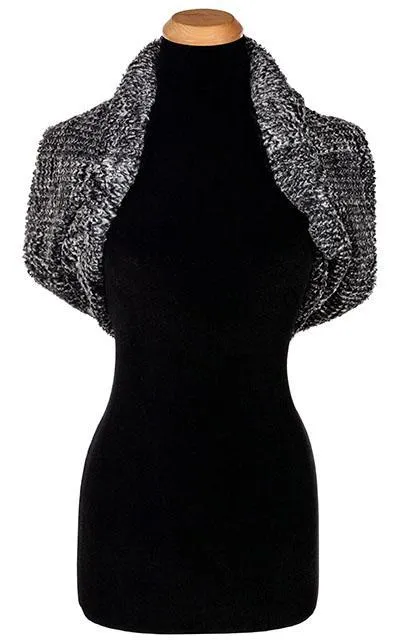 Double Cowl Shrug - Cozy Cable in Ash Faux Fur with Cuddly Fur (Limited Availability)