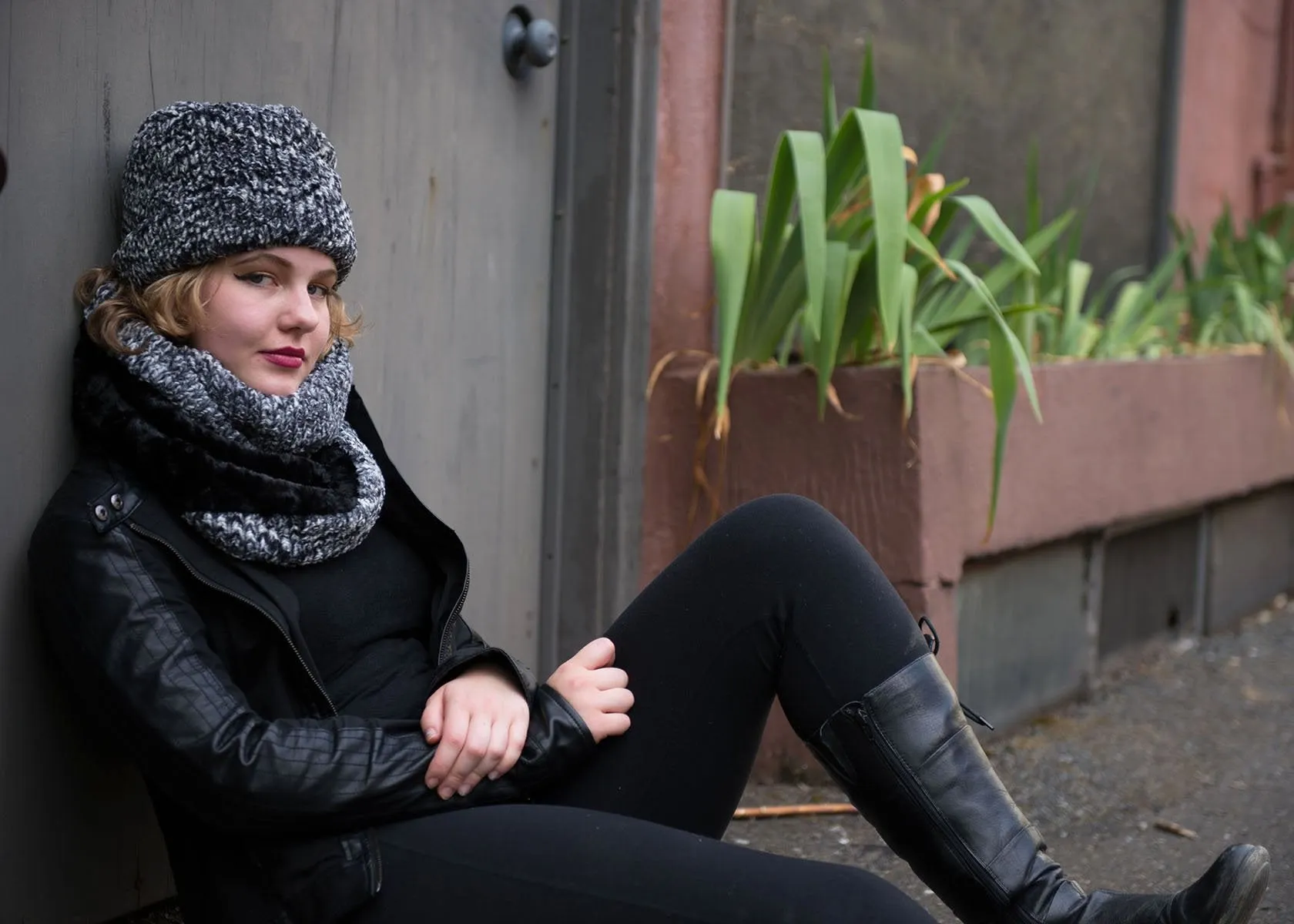 Double Cowl Shrug - Cozy Cable in Ash Faux Fur with Cuddly Fur (Limited Availability)
