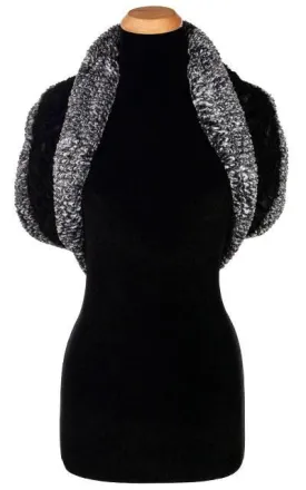 Double Cowl Shrug - Cozy Cable in Ash Faux Fur with Cuddly Fur (Limited Availability)