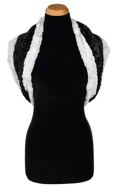 Double Cowl Shrug - Luxury Faux Fur in Winters Frost with Cuddly Black (Limited Availability)