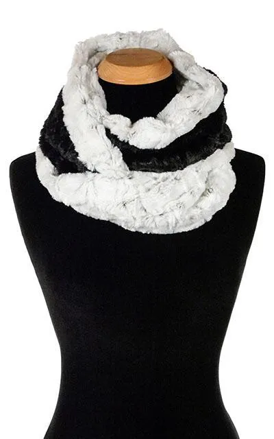 Double Cowl Shrug - Luxury Faux Fur in Winters Frost with Cuddly Black (Limited Availability)