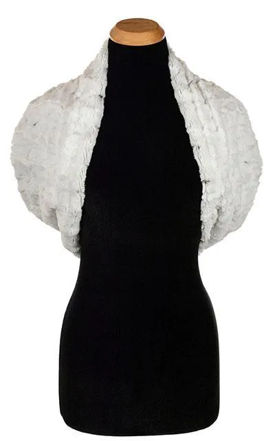 Double Cowl Shrug - Luxury Faux Fur in Winters Frost with Cuddly Black (Limited Availability)