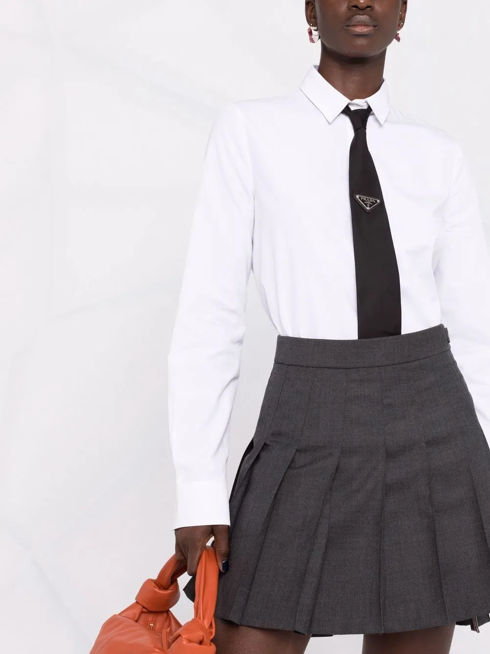 dropped back mini pleated skirt