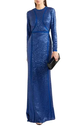 Elie Saab Sequined Tulle Gown in Blue