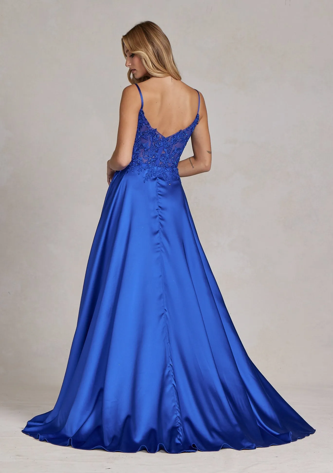 Embroidered Lace Bodice Open V-Back