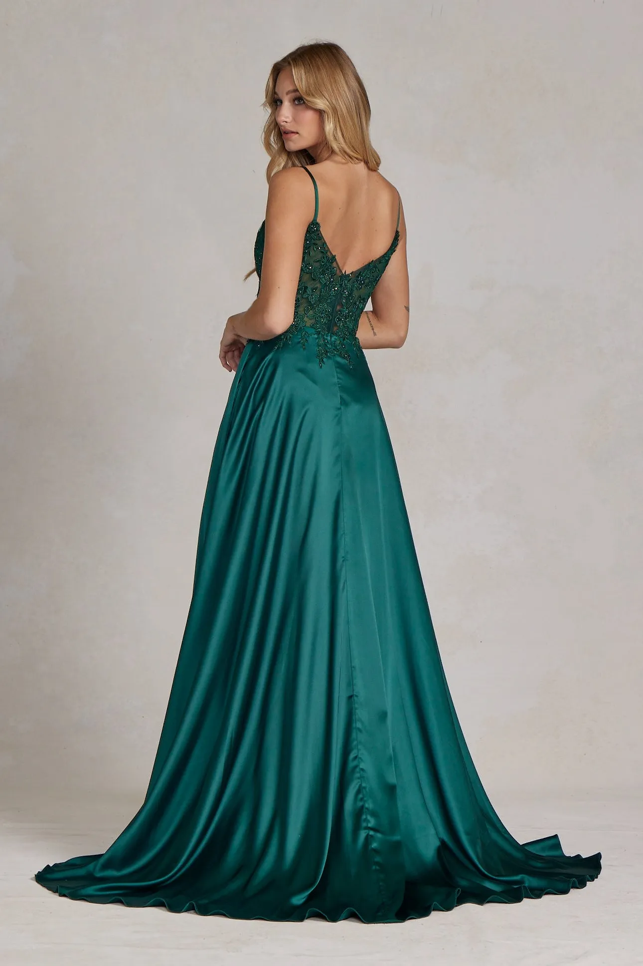 Embroidered Lace Bodice Open V-Back