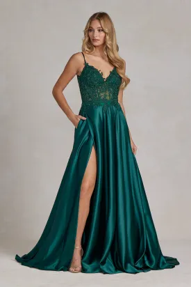 Embroidered Lace Bodice Open V-Back