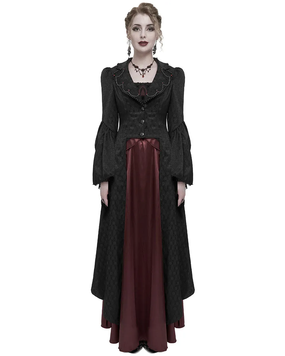 Eva Lady Womens Long Gothic Courtesan Jacquard Dress Coat