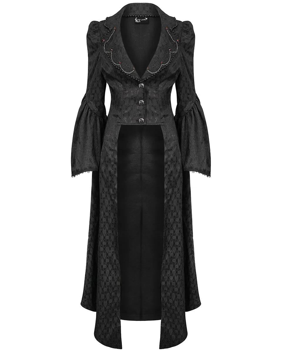 Eva Lady Womens Long Gothic Courtesan Jacquard Dress Coat