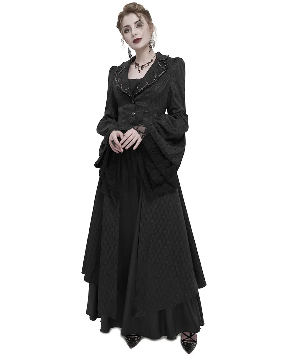Eva Lady Womens Long Gothic Courtesan Jacquard Dress Coat