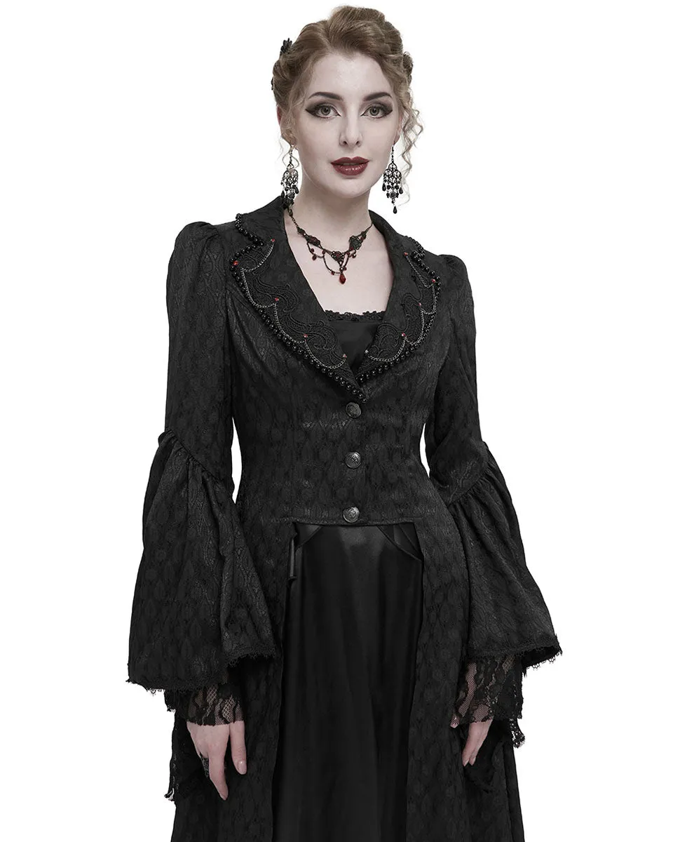 Eva Lady Womens Long Gothic Courtesan Jacquard Dress Coat