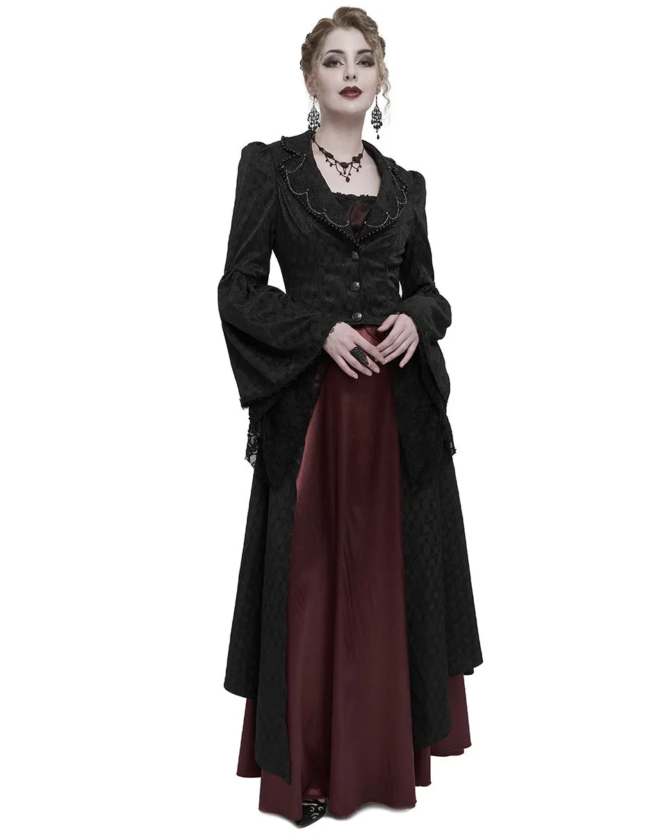 Eva Lady Womens Long Gothic Courtesan Jacquard Dress Coat