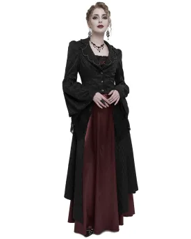 Eva Lady Womens Long Gothic Courtesan Jacquard Dress Coat