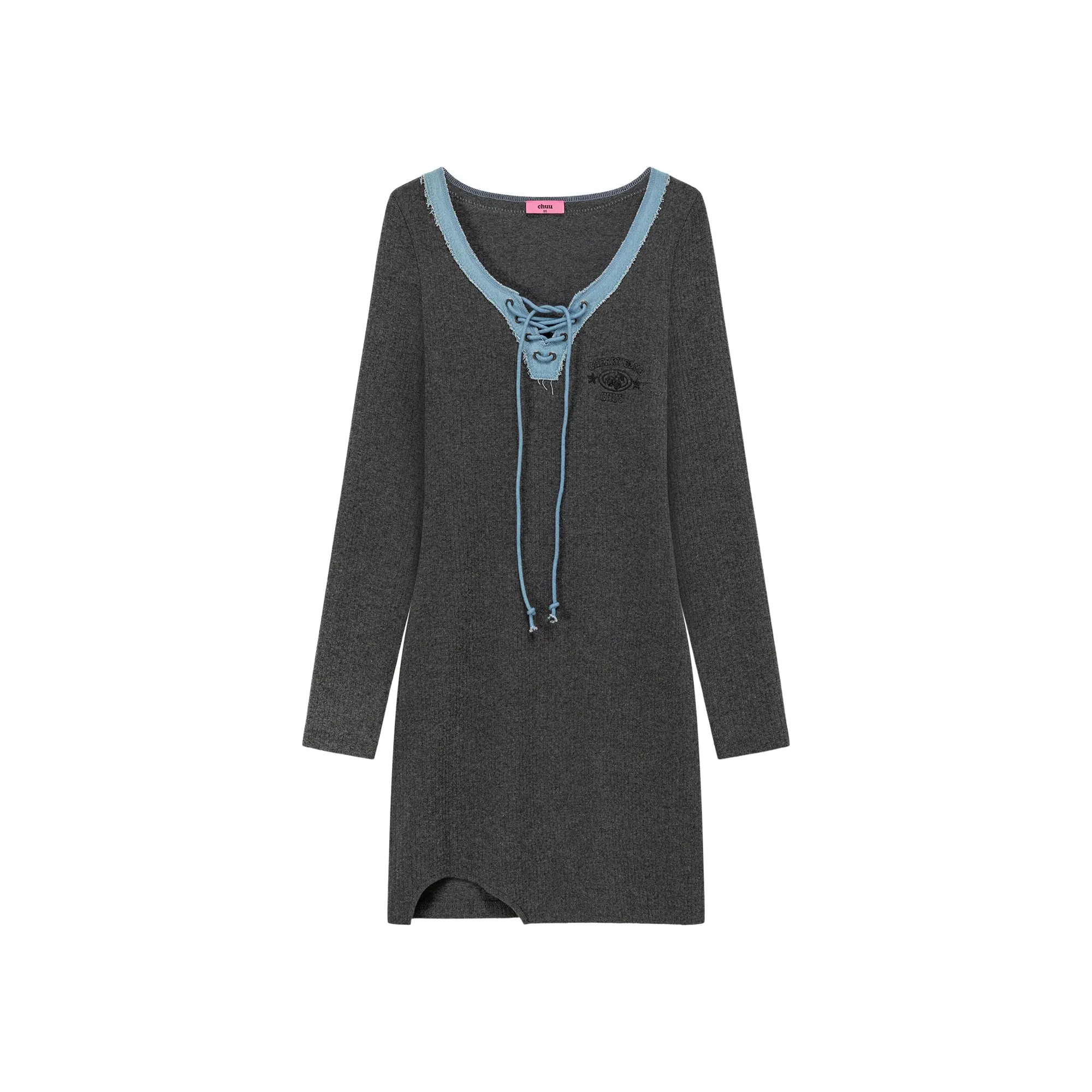 Eyelet Long Sleeve Mini Dress