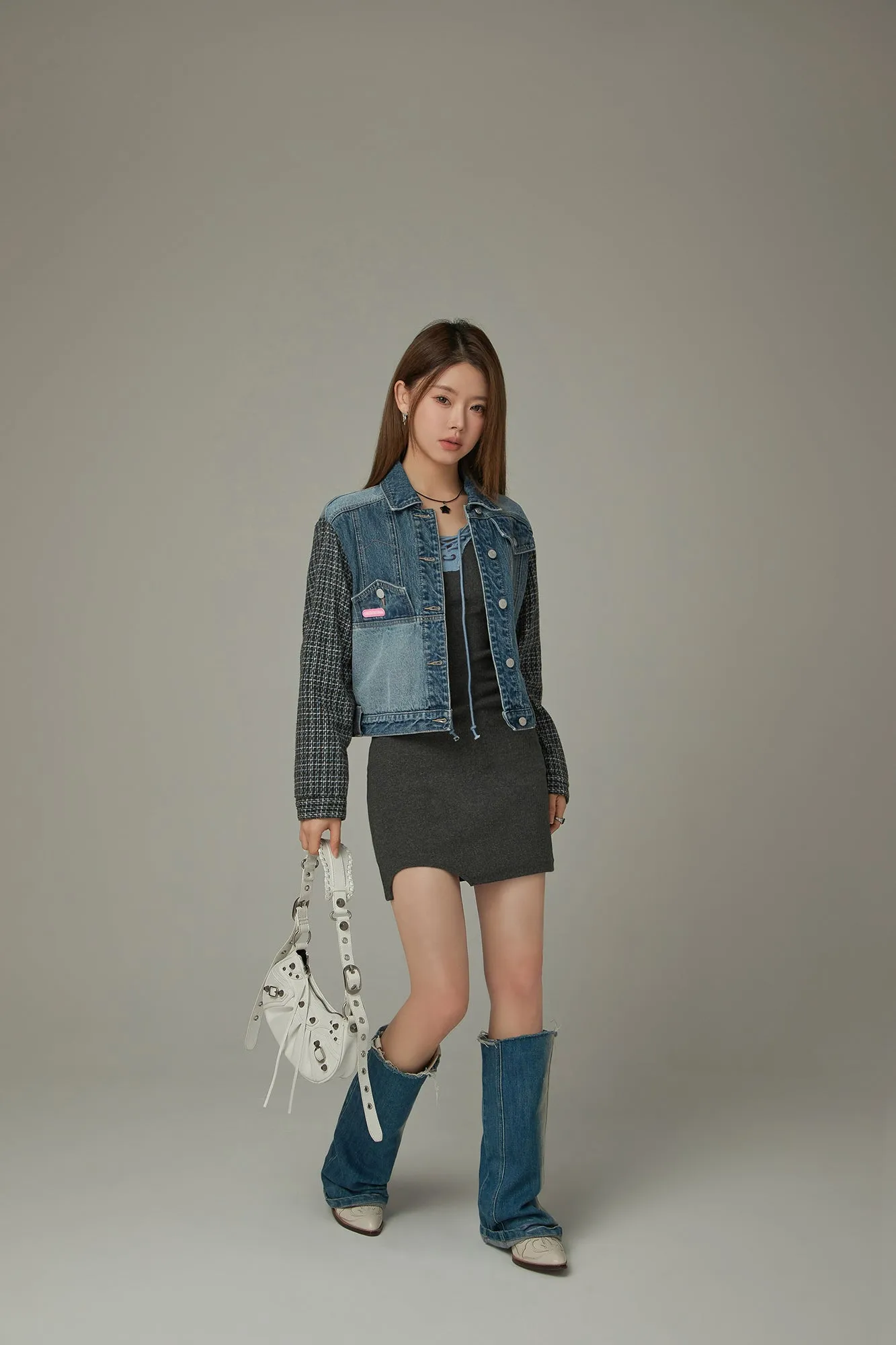 Eyelet Long Sleeve Mini Dress