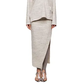 Floral Wool Diagonal Long Skirt
