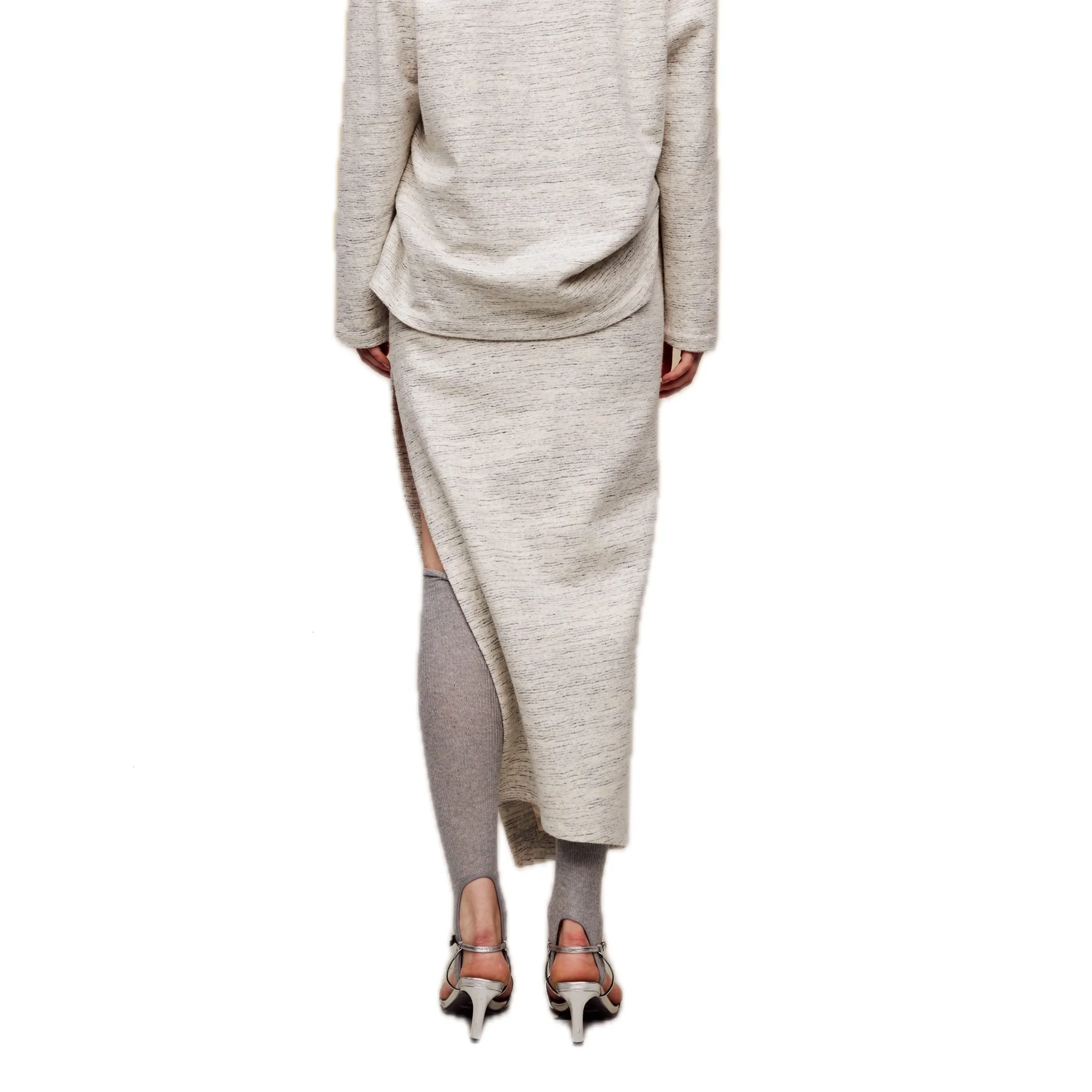 Floral Wool Diagonal Long Skirt