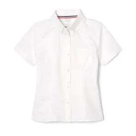 French Toast Girls School Uniform Short Sleeve Fitted Oxford Shirt - White - SE9284