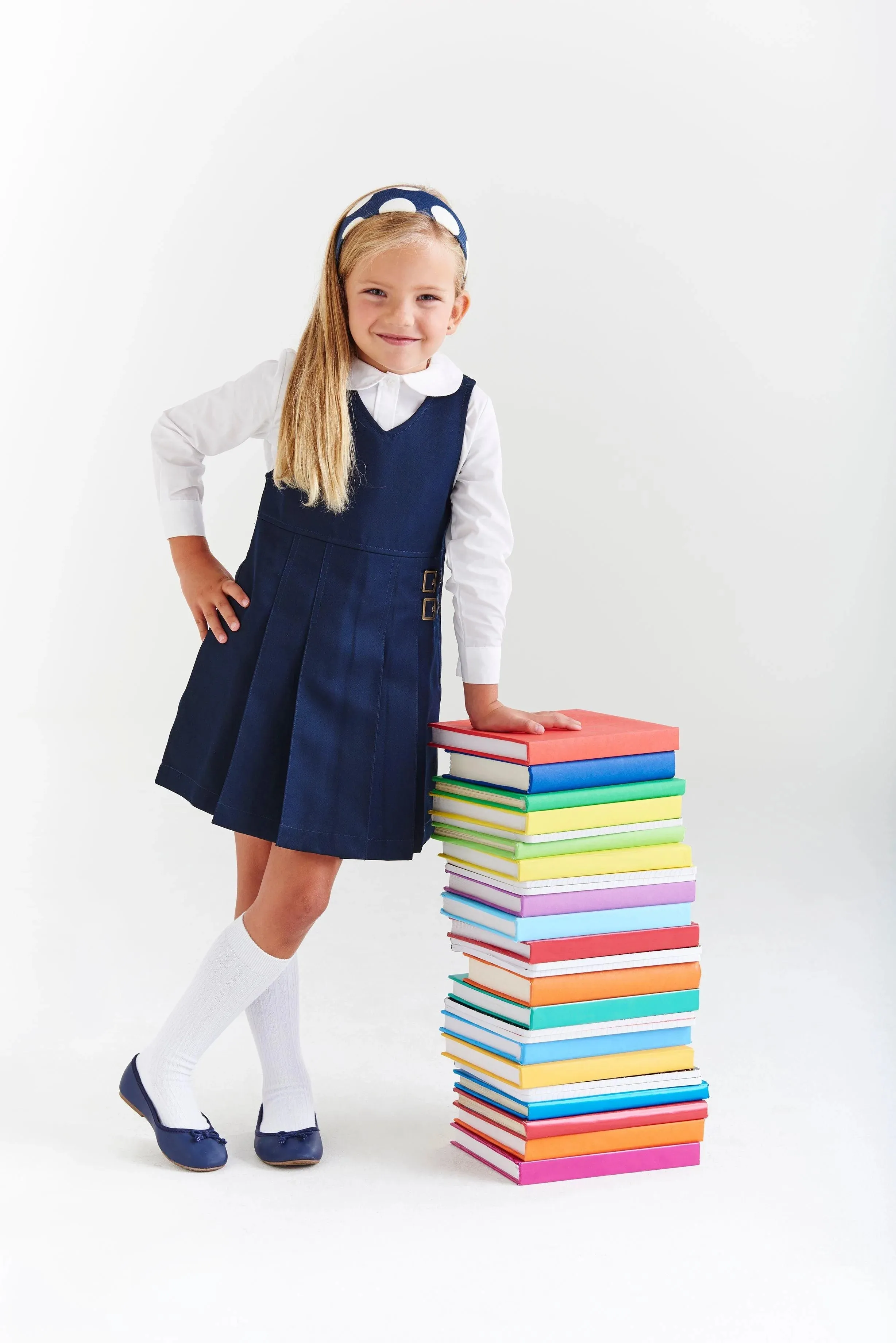 French Toast School Uniform Girls Double Buckle Jumper - Navy - SY9075
