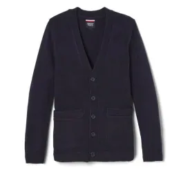 French Toast Unisex School Uniform Anti-Pill V-Neck Cardigan Sweater - Navy - SC9000