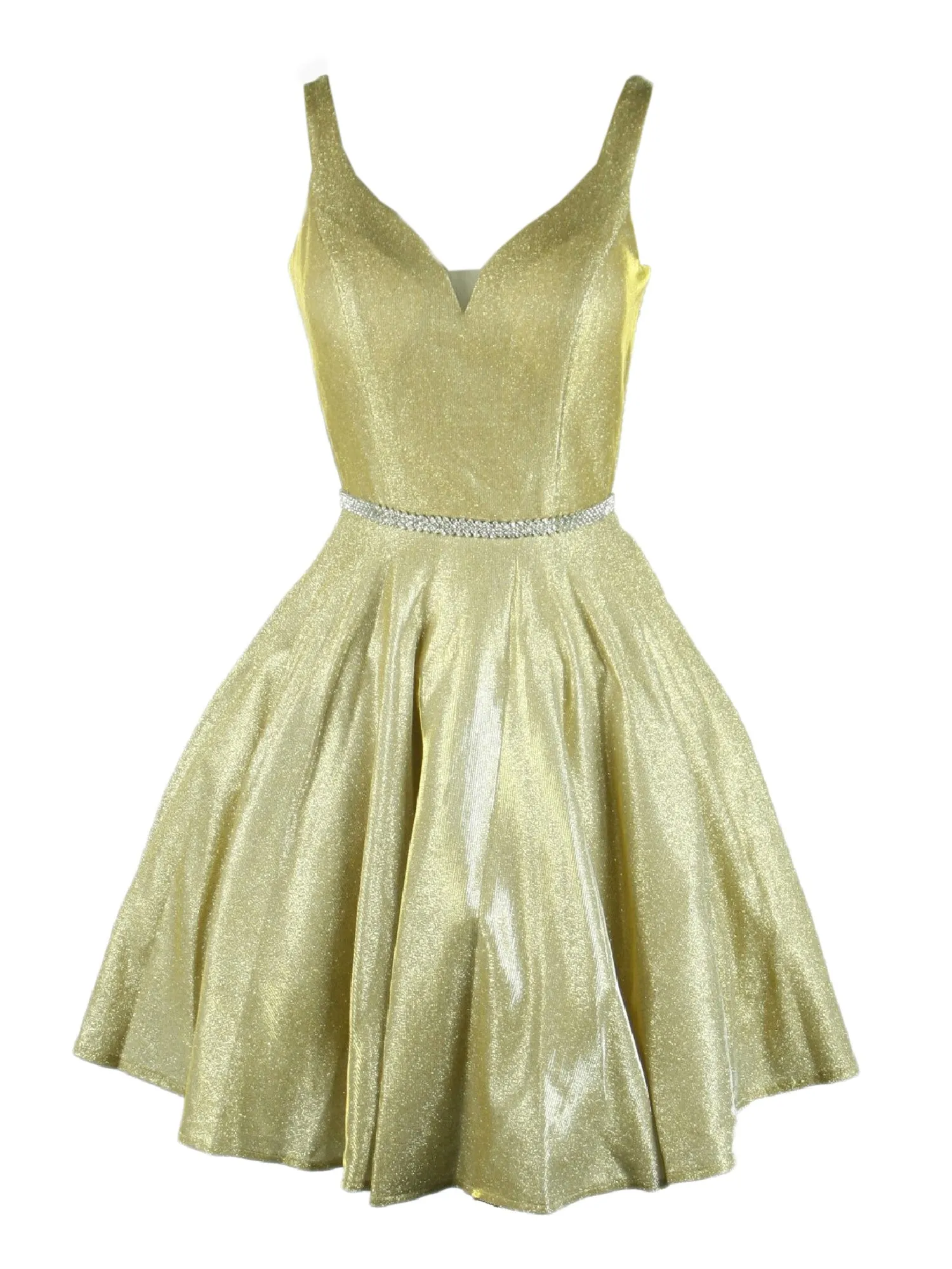 Gold V Neck Junior Bridesmaid Dress for Women, Sizes XS-3XL