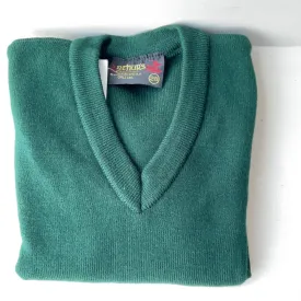 Green V Neck Non Crested School Jumper