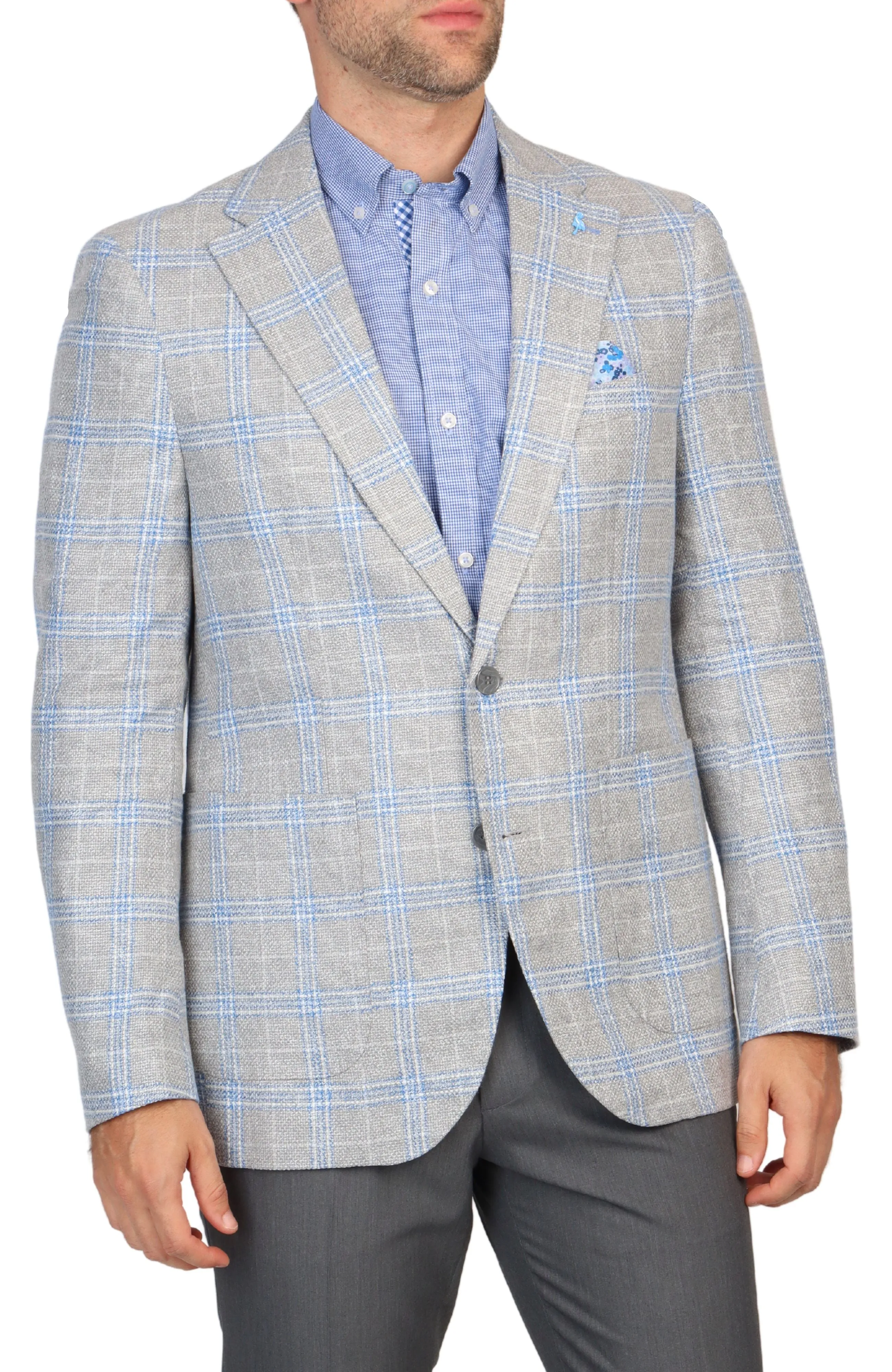 Grey Yarn Dye Textured Sport Coat