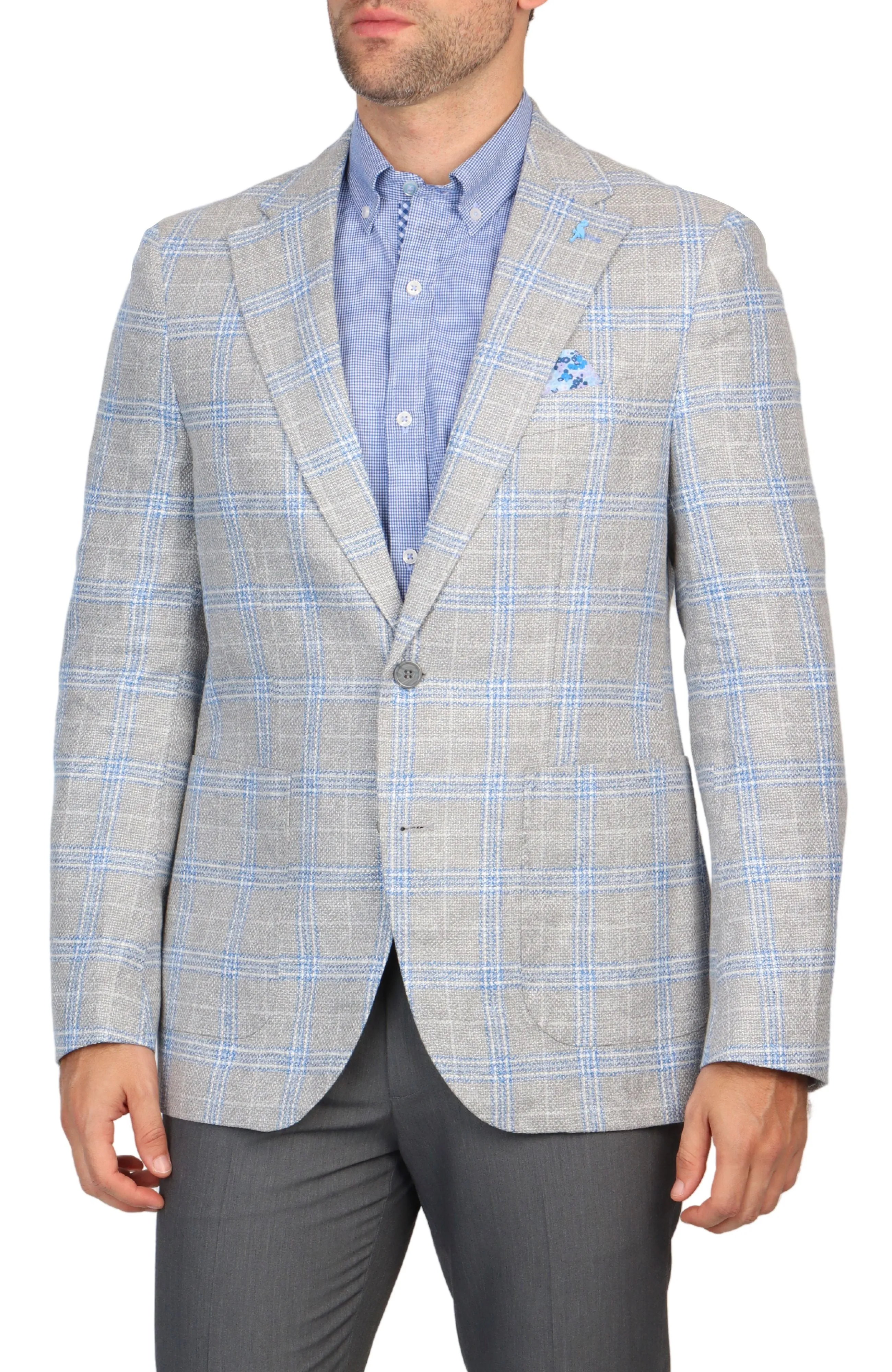 Grey Yarn Dye Textured Sport Coat