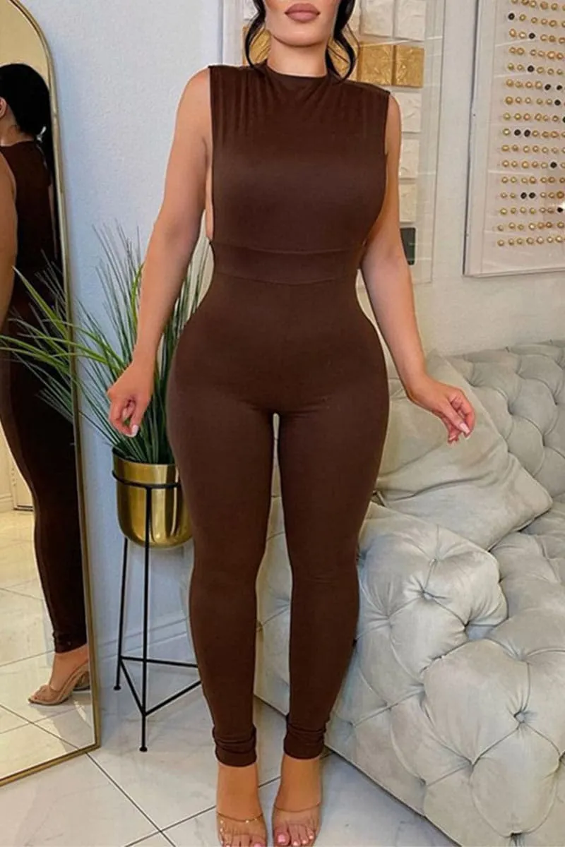 JA493 Sleeveless Bodycon Jumpsuits