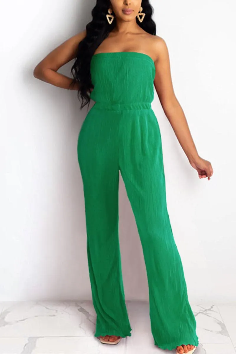 JB298 Strapless Pleated Jumpsuits
