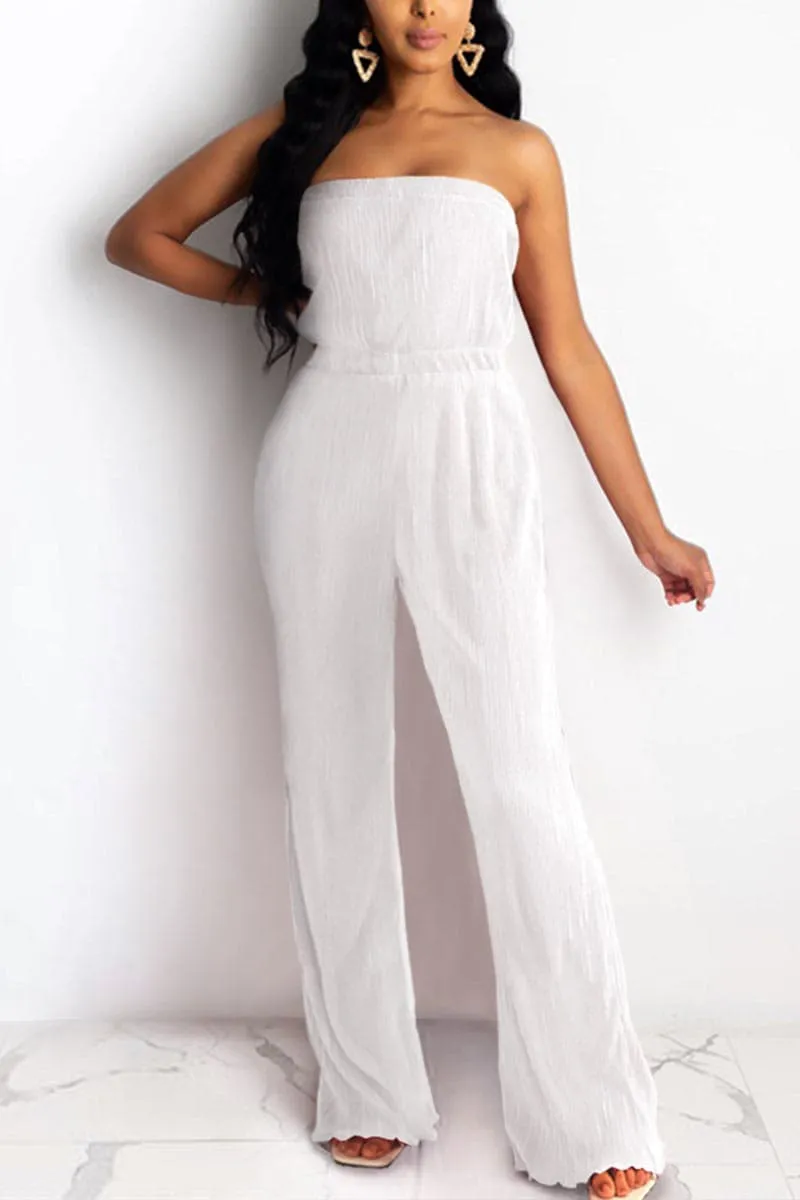 JB298 Strapless Pleated Jumpsuits