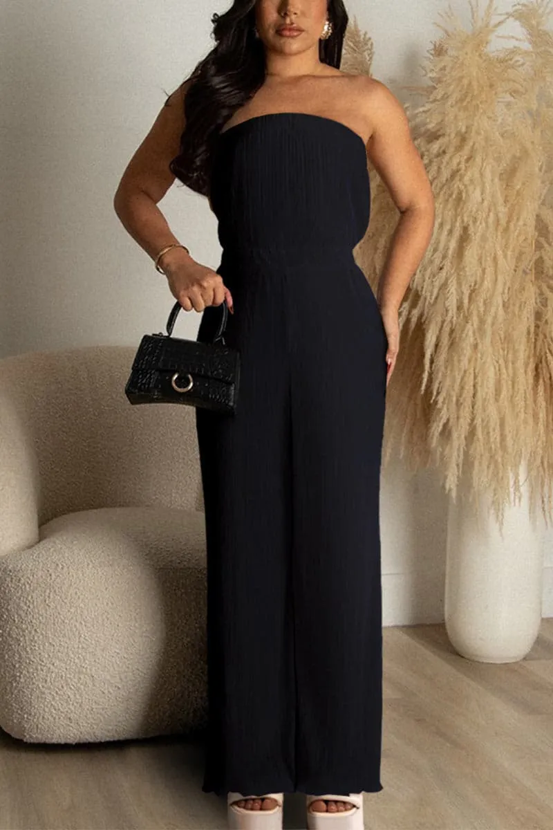 JB298 Strapless Pleated Jumpsuits