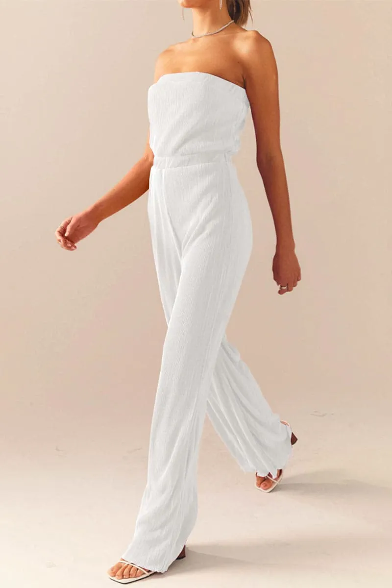 JB298 Strapless Pleated Jumpsuits