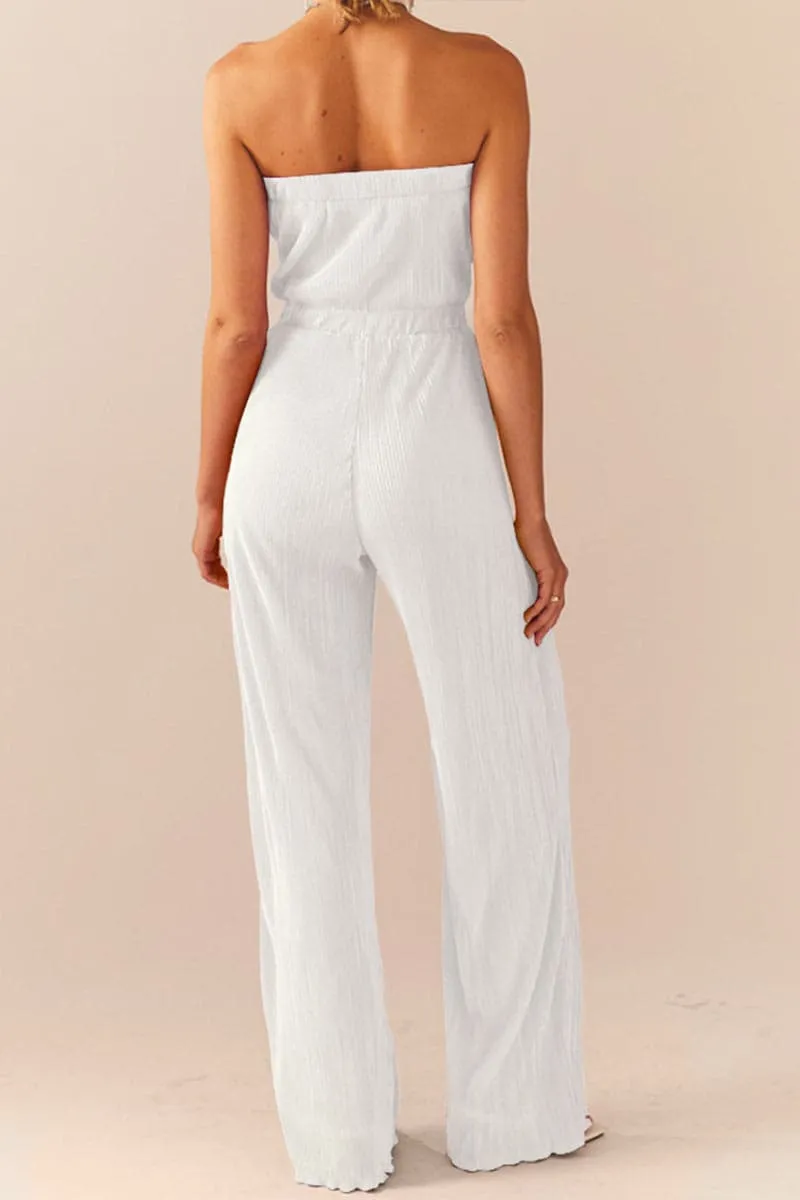JB298 Strapless Pleated Jumpsuits