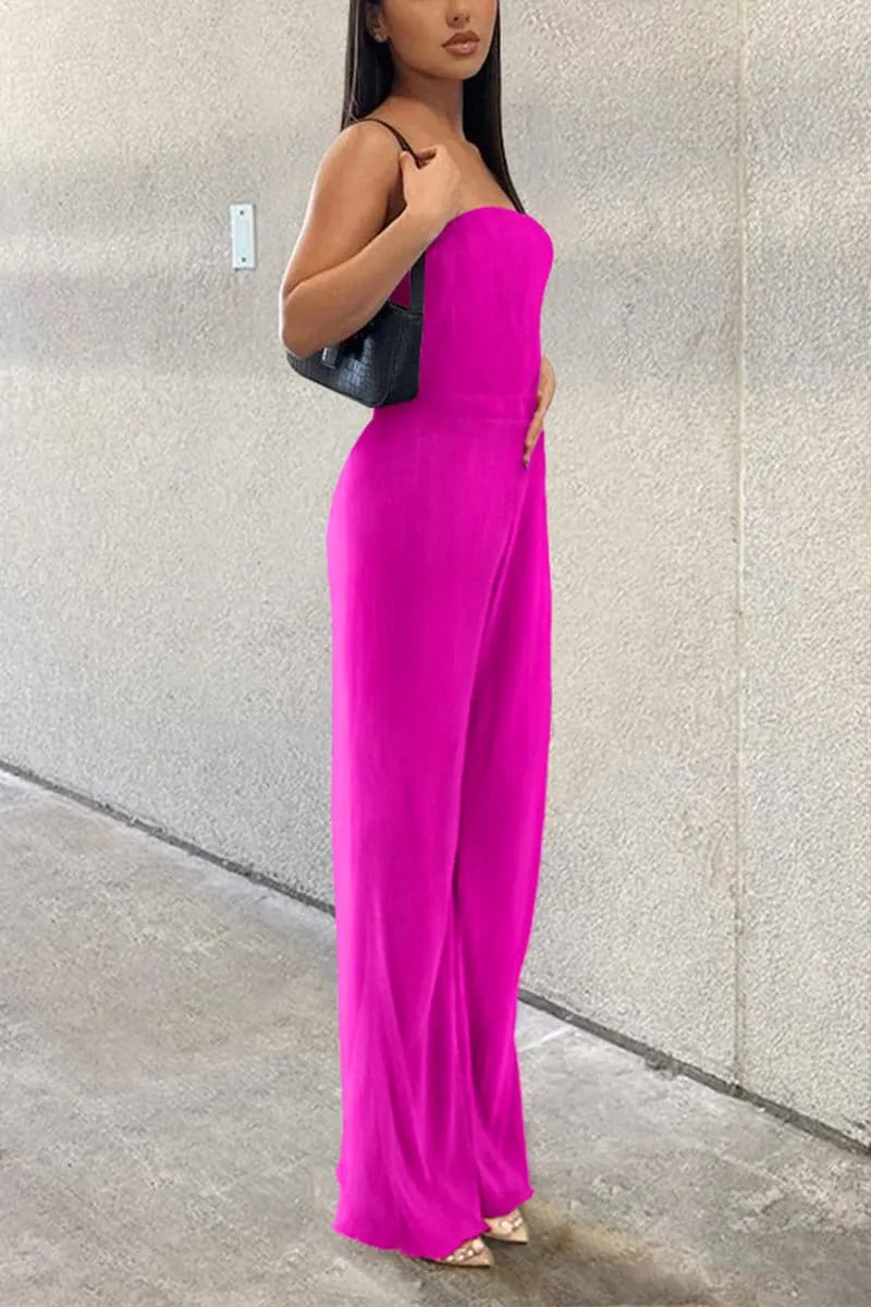 JB298 Strapless Pleated Jumpsuits