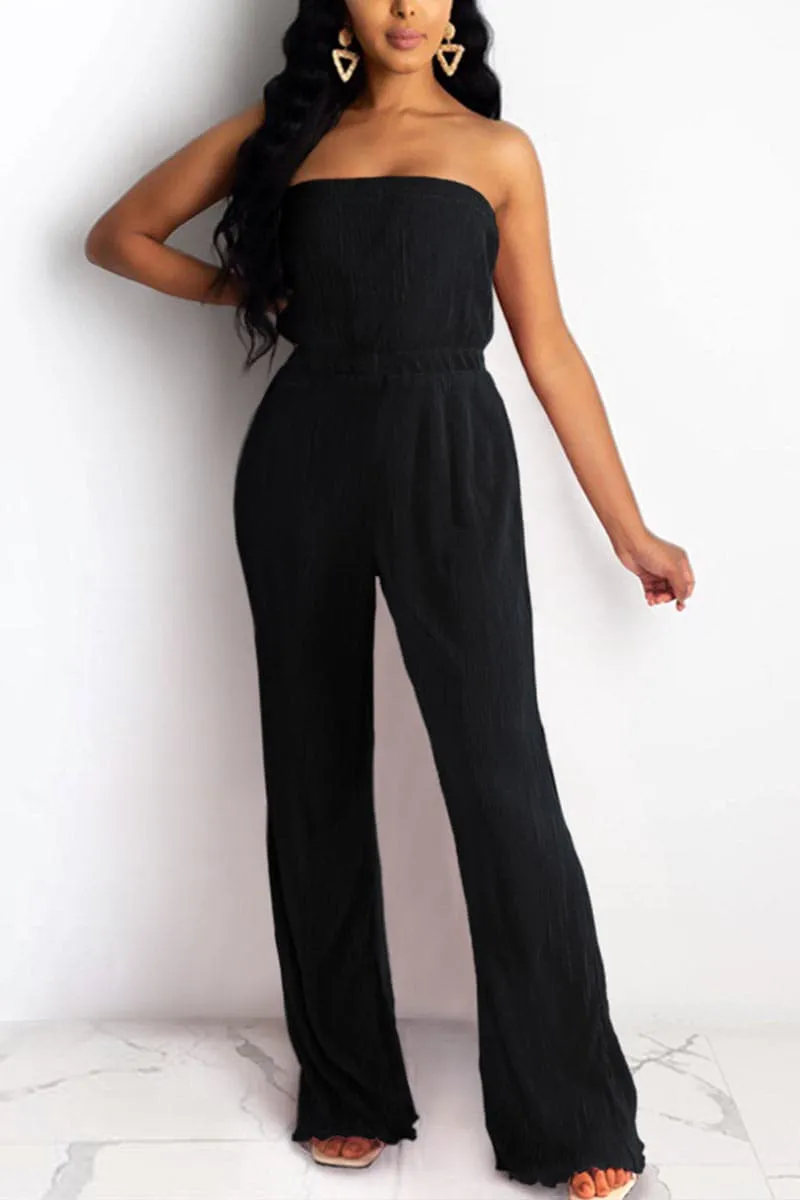 JB298 Strapless Pleated Jumpsuits