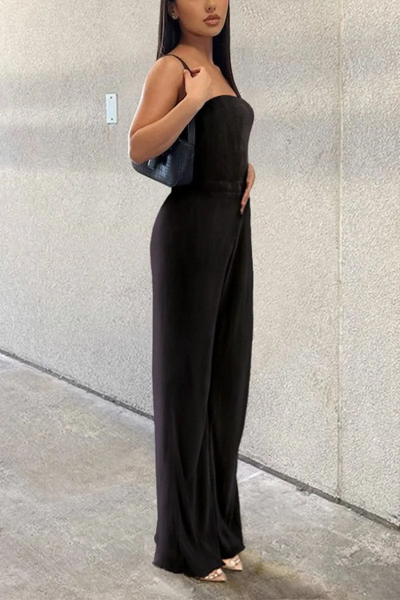 JB298 Strapless Pleated Jumpsuits