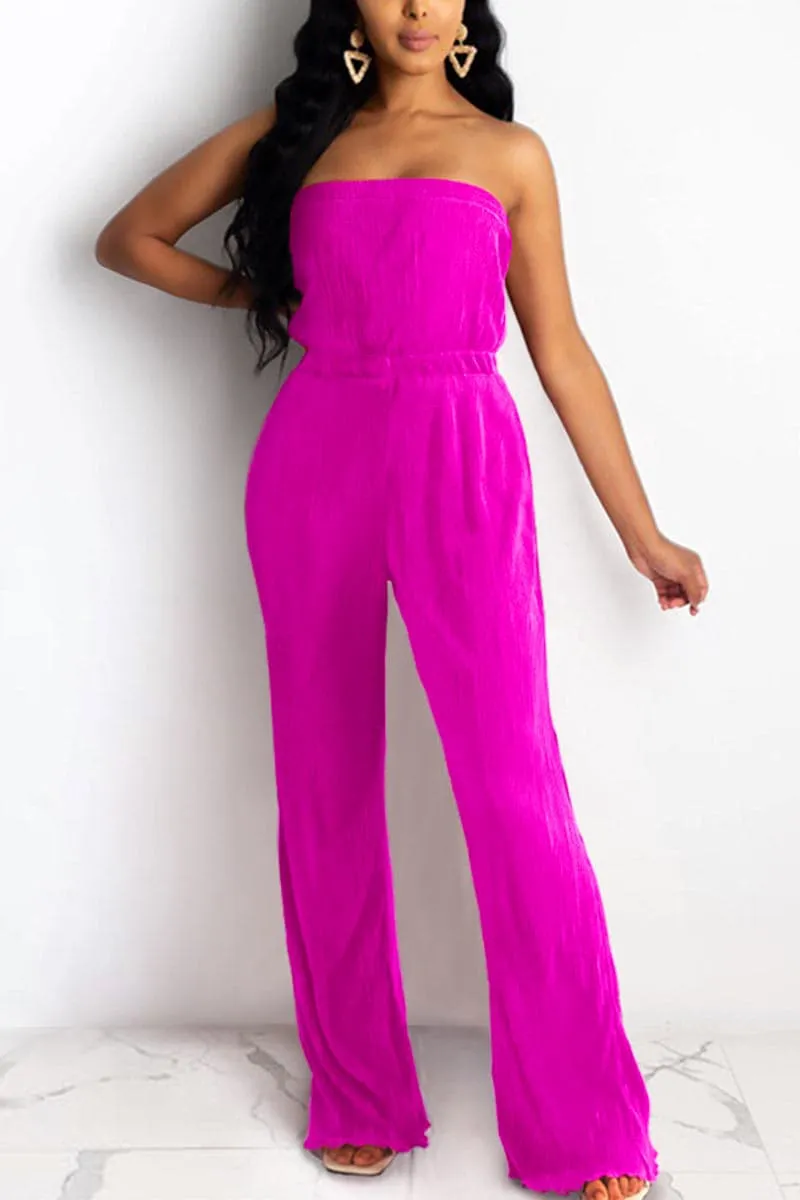 JB298 Strapless Pleated Jumpsuits