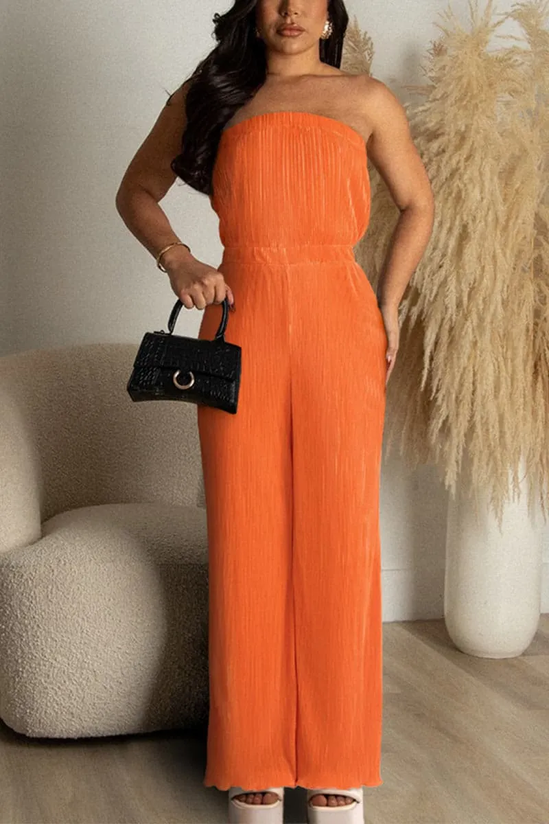 JB298 Strapless Pleated Jumpsuits