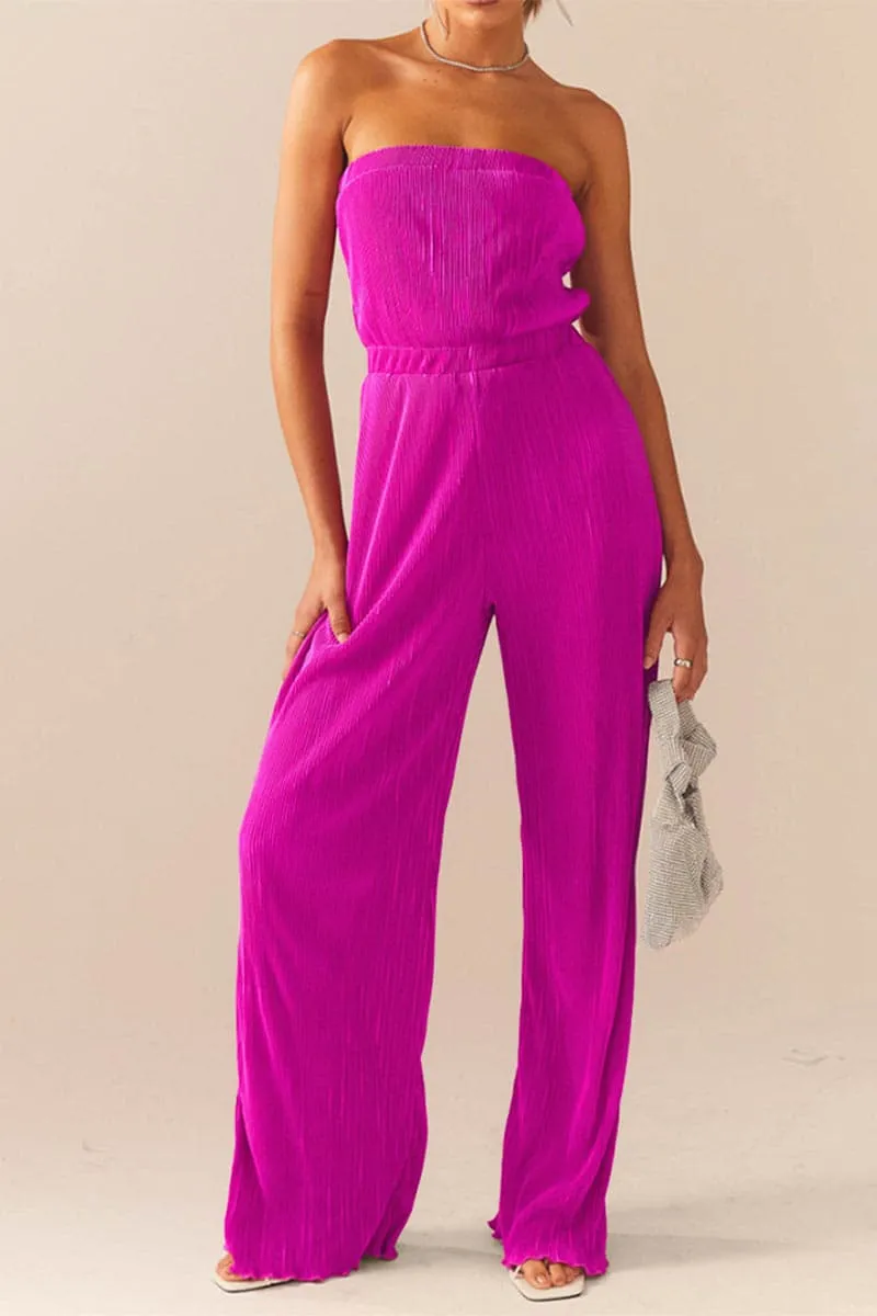 JB298 Strapless Pleated Jumpsuits