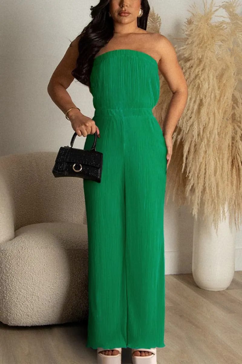 JB298 Strapless Pleated Jumpsuits