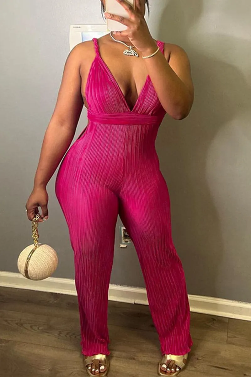 JC409 Sleeveless Pleated Jumpsuits