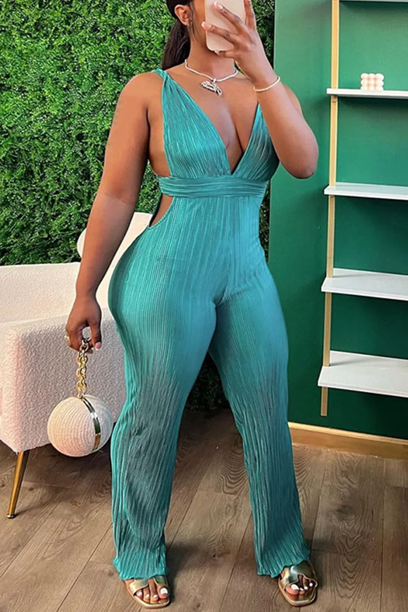 JC409 Sleeveless Pleated Jumpsuits