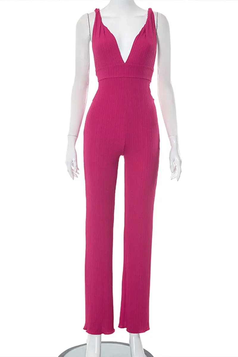 JC409 Sleeveless Pleated Jumpsuits