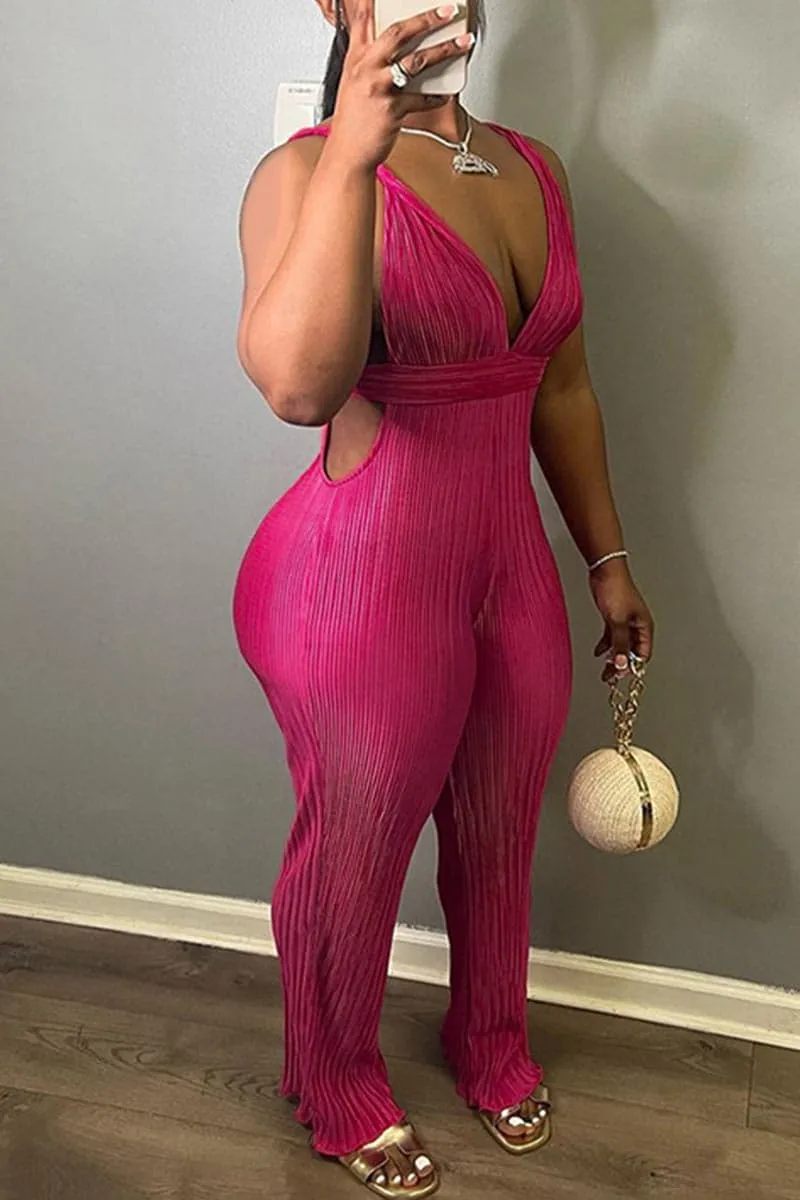 JC409 Sleeveless Pleated Jumpsuits