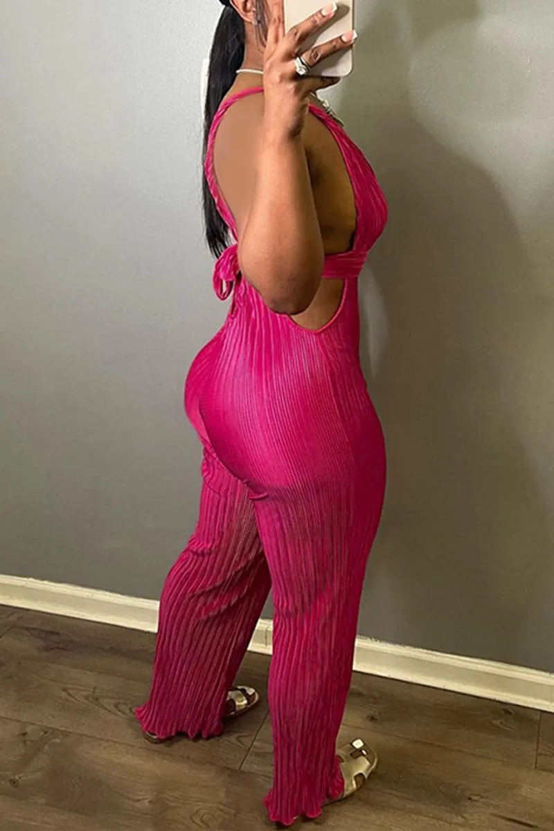 JC409 Sleeveless Pleated Jumpsuits