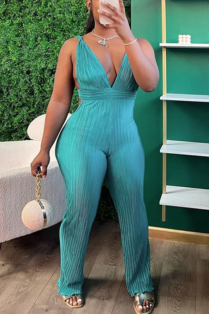JC409 Sleeveless Pleated Jumpsuits